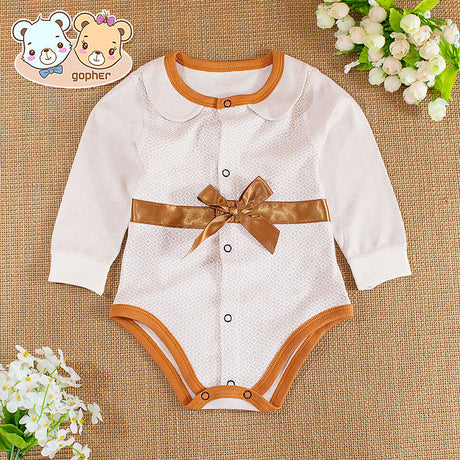 Long-Sleeved Pure Color Cotton Newborn Romper Jumpsuit - Shop N Save