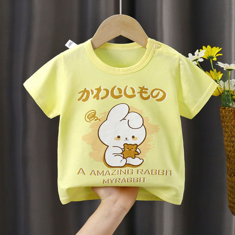 New Born Pure Cotton Short-Sleeved T-Shirt 0-7 Months Old - Yellow - Shop N Save