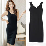Women Long Skirt Dress - Style Soft Fabric Women Dress For Party Events Beach Office - Black