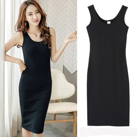 Women Long Skirt Dress - Style Soft Fabric Women Dress For Party Events Beach Office - Black