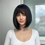 Short Straight Hair Wig - European & American Bangs