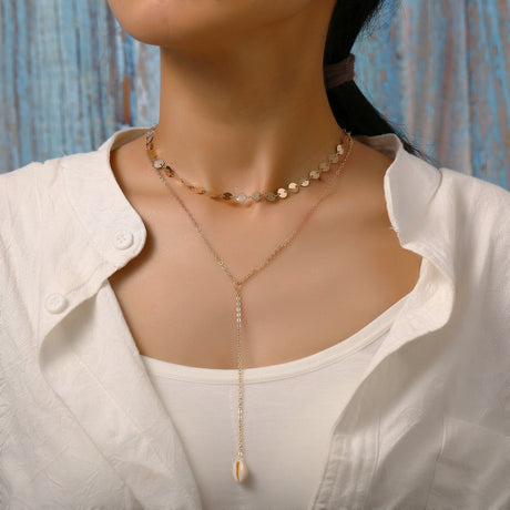 Y-Shaped Shell Pendant Necklace - European American Wholesale - Shop N Save
