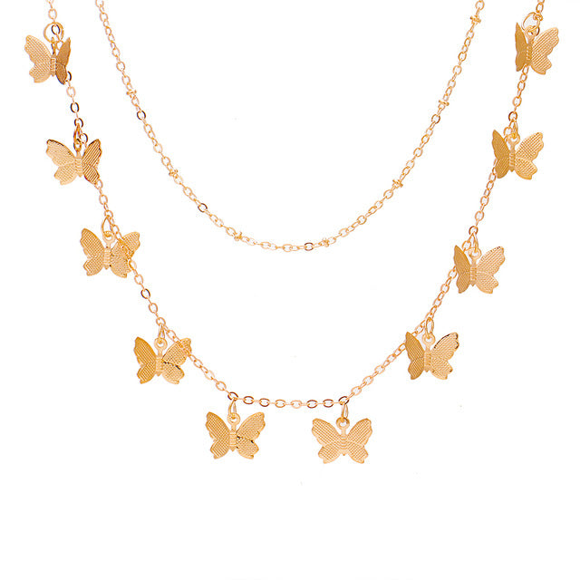 Bohemian Multilayer Necklaces - Gold Butterfly, Unisex Fashion - Shop N Save