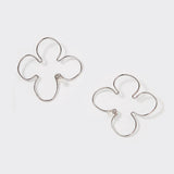 Yuan Bingyan Style Earrings - Hollow Flower, Pearl Inlay, Silver - Shop N Save