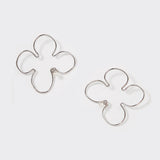 Yuan Bingyan Style Earrings - Hollow Flower, Pearl Inlay, Silver - Shop N Save