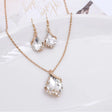 Transparent Polygon Diamond Set: Elegant Crystal Glass Necklace &amp; Earrings - Shop N Save