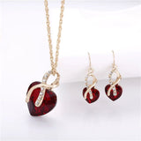 Red Heart Crystal Jewelry Set: Elegant Love for Special Occasions - Shop N Save