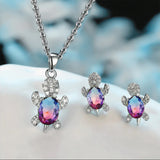 Shiny Turtle Shaped Rhinestone Patched Jewelry Set - MultiColor