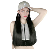 R Standard Peaked Cap Wig, Long Straight Hair, Integrated Fiber Headgear