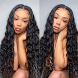 European & American Afro Wig: Black Medium-Parted Long Curly