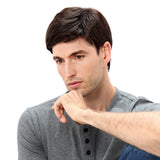 Men's Fashion Wig: Oblique Bangs, Short Straight Hair, European &amp; American Style, Chemical Fiber Headgear