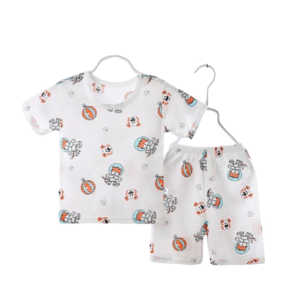 Short-Sleeved Summer T-Shirt New Born Children Clothing Matching Set - Gray - Shop N Save