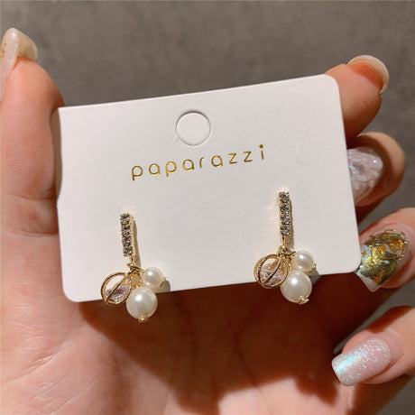 Dongdaemun Inspired Earrings - Rhinestone Pearl, Versatile Chic - Shop N Save