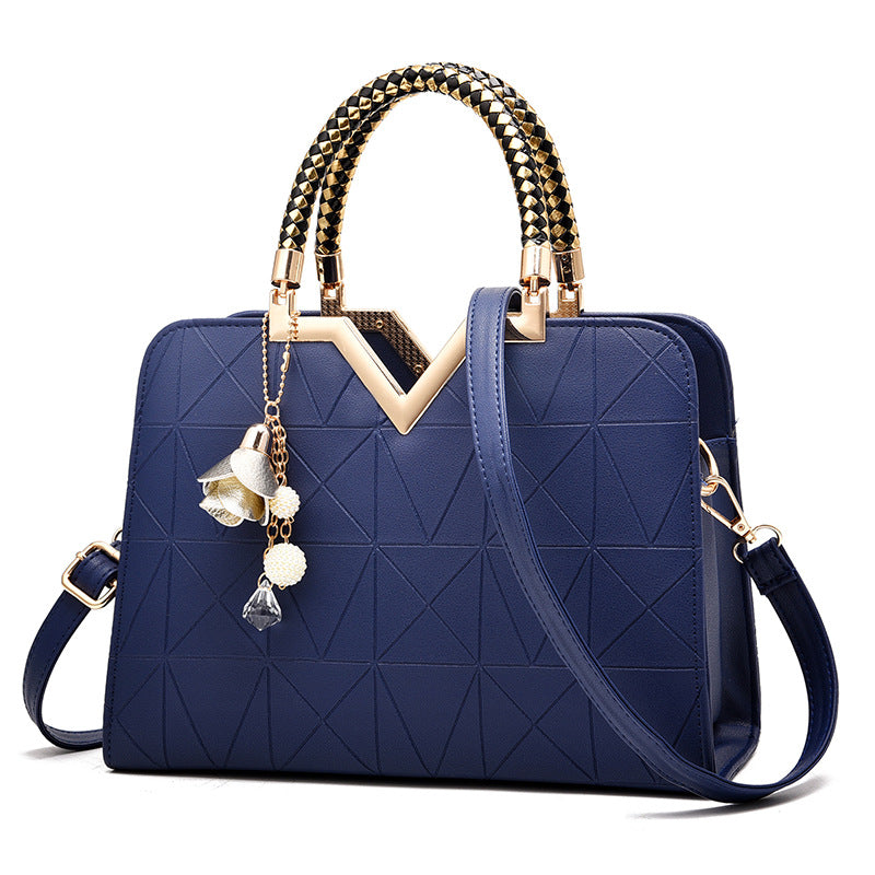 Blue Geometric Stylish Handbag Casual Adjustable Modern Fashion Charm .