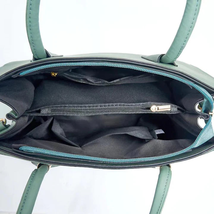 Premium PU Leather Zipper Closure Two Pieces Bag Set - Dark Blue