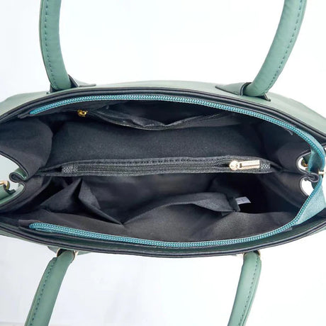 Premium PU Leather Zipper Closure Two Pieces Bag Set - Dark Blue