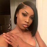 African Wig: Side Parting, Short Straight Bobo Head