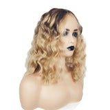 Wig for women with gradient color, medium and long, small curly hair, chemical fiber headgear, European and American short curly hair