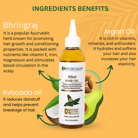 EARTH GO GLOW 10 IN 1 HAIR OIL (200ml) - Shop N Save