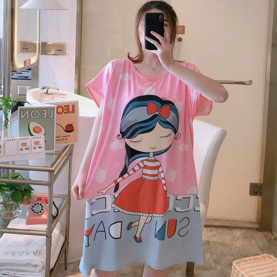 Printed Nightwear For Women Sleepwear Pink