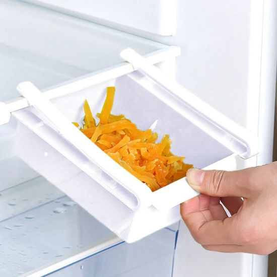 Refrigerator Space Save Organizer Storage Slide Rack - White