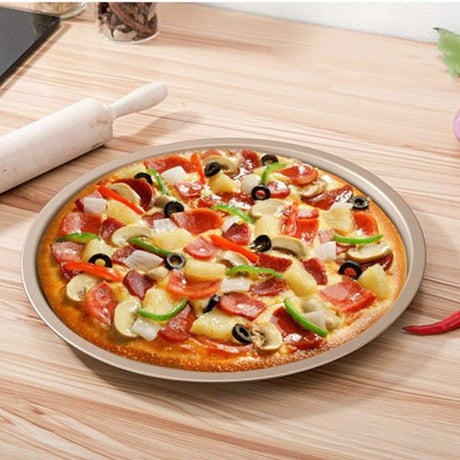 Round Mold For Pizza And Baking Pan Non-Stick (Golden) - Shop N Save