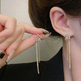 Star Gold Plated Tassel Earrings - Golden