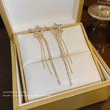 Star Gold Plated Tassel Earrings - Golden