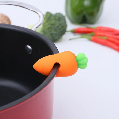 Silicone Heat Resistant Splash Proof Pot Lid Holder Carrot Design - Shop N Save