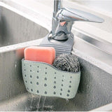 Sink Shelf Soap Sponge Drain Rack Silicone Storage Bag - Light Green