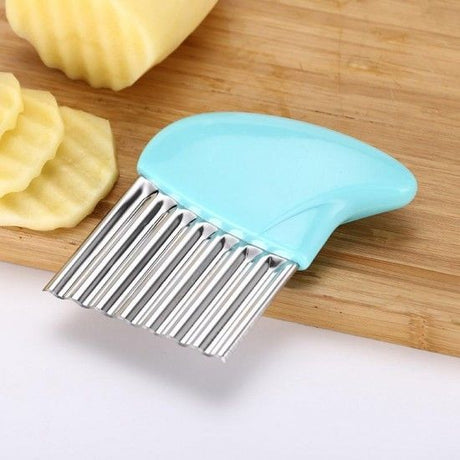 Stainless Steel Potato Carrot Wavy Cutter Slicer Chips Knife (Blue) - Shop N Save