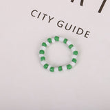 Summer Crystal Bead Rings Set For Women Bohemia Fresh Green White