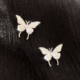 Temperament Women Jewelry Diamond Crystal Butterfly Earrings - Silver