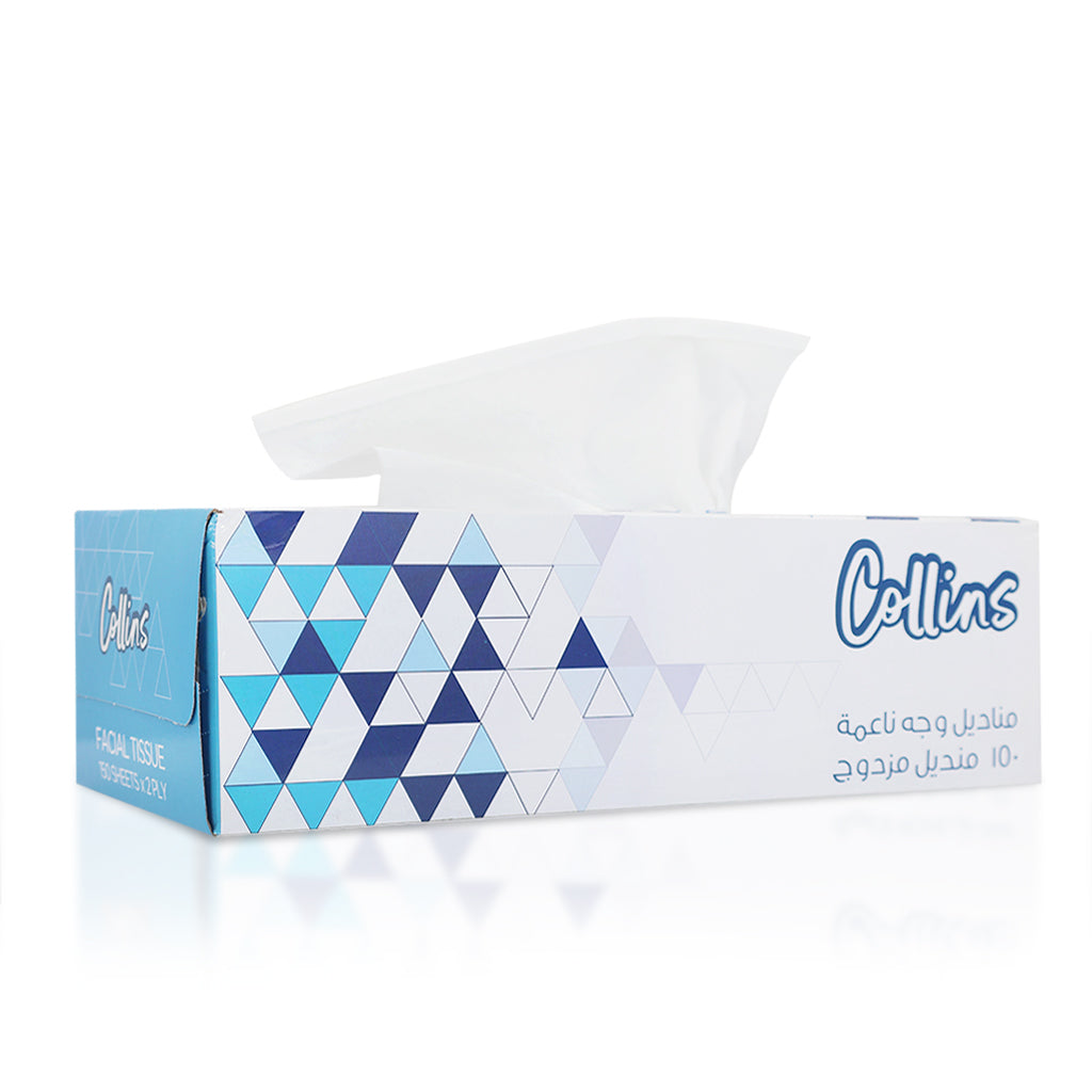 COLLINS Facial Tissue Box: 150 Sheets, 2-Ply Softness &amp; Quality