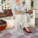 3 Piece Fancy Embroidery Dress - Stylish Light Weight Chiffon Organza Fabric Suit Indian Pakistani Fancy Embroidered Dress For Events Party Outdoor Dress - Offwhite - Shop N Save