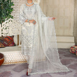 3 Piece Fancy Embroidery Dress - Stylish Light Weight Chiffon Organza Fabric Suit Indian Pakistani Fancy Embroidered Dress For Events Party Outdoor Dress - Offwhite - Shop N Save