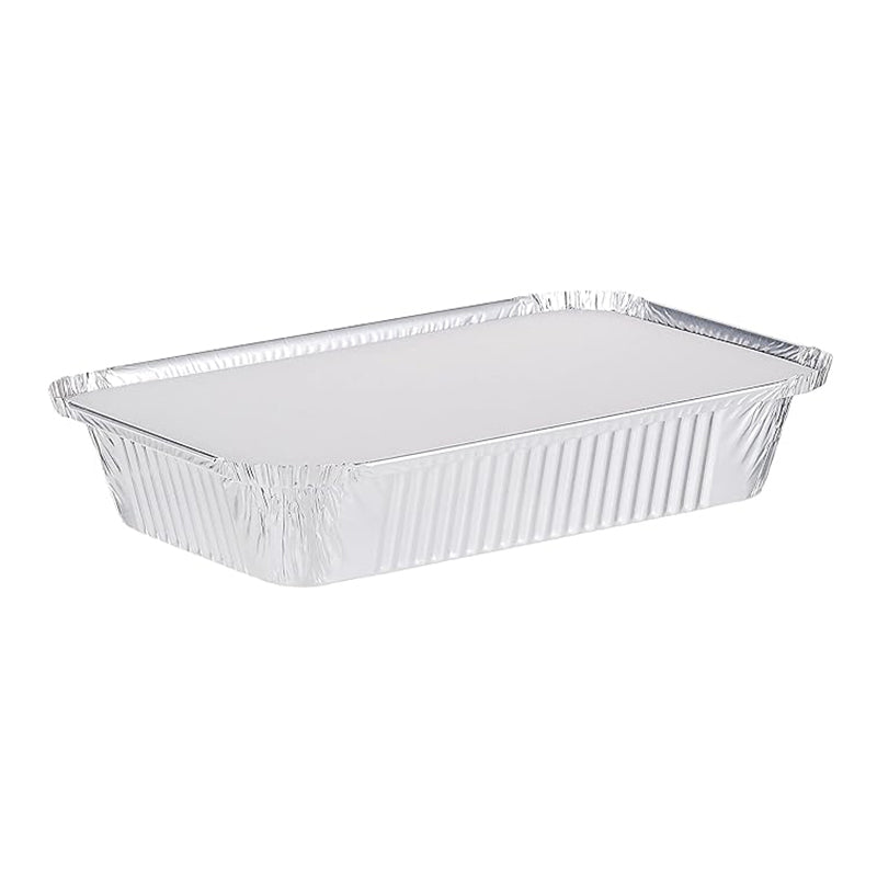 Hotpack Disposable Food Storage, Take away Aluminum Rectangle Food Container Silver 890ml with Lid, 50 Pieces - Shop N Save