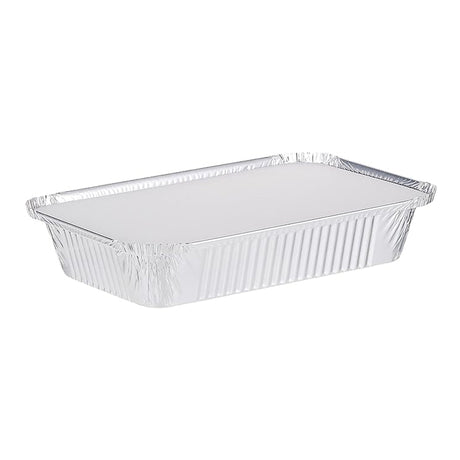 Hotpack Disposable Food Storage, Take away Aluminum Rectangle Food Container Silver 890ml with Lid, 50 Pieces - Shop N Save