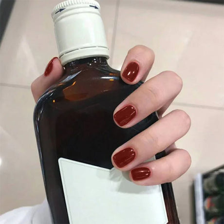 Dark Red Short Formal Nails: 24 PC Set for Party-Ready Women - Shop N Save