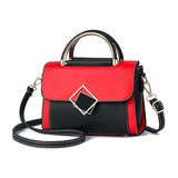 Ladies Fashion Stitching Color Handbag - Black Red