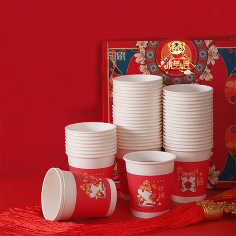 Disposable Paper Cup For Tea Or Coffee 50 Pcs - Red
