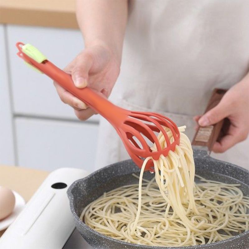 Kitchen Gadgets 2 in 1 Egg Whisk Spaghetti Spoon - Orange