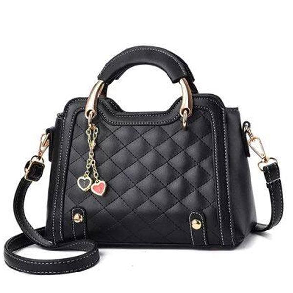 Ladies Fashion Quilted Design Handle Bag - Black - Shop N Save