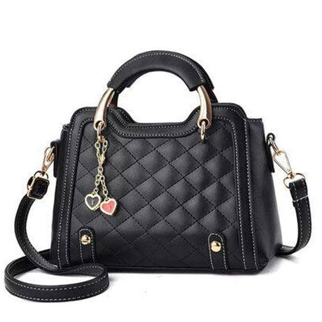 Ladies Fashion Quilted Design Handle Bag - Black - Shop N Save