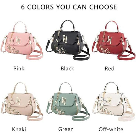 Girls Fashion Floral Embroidered Synthetic Messenger Bags - Red - Shop N Save