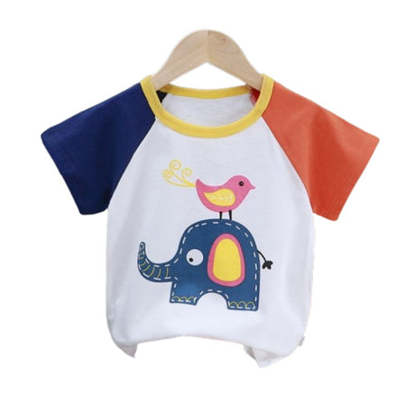 3-6 Months Infant Baby Boy T-Shirt - Newborn Baby Girls Cartoon Print Short Sleeves Round Neck T-Shirt For Kids - Multicolor - Shop N Save