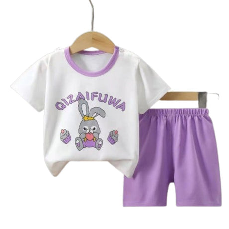 Cartoon print Newborn cotton short sleeve T-shirt and shorts Matching Set - Shop N Save