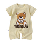 Pure Cotton Short-Sleeved Newborn Baby Jumpsuit - Yellow - Shop N Save