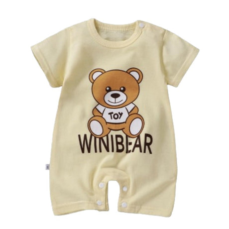 Pure Cotton Short-Sleeved Newborn Baby Jumpsuit - Yellow - Shop N Save