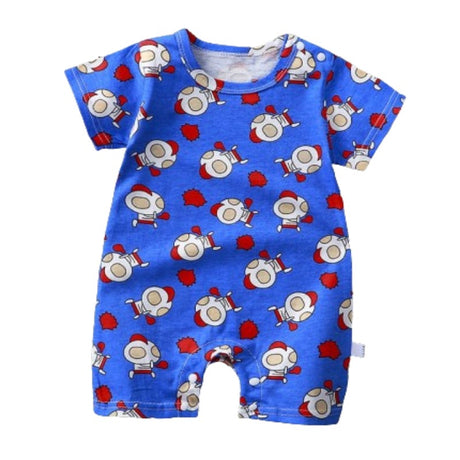 Newborn Pajamas Pure Cotton Short-Sleeved Baby Jumpsuit - Blue - Shop N Save